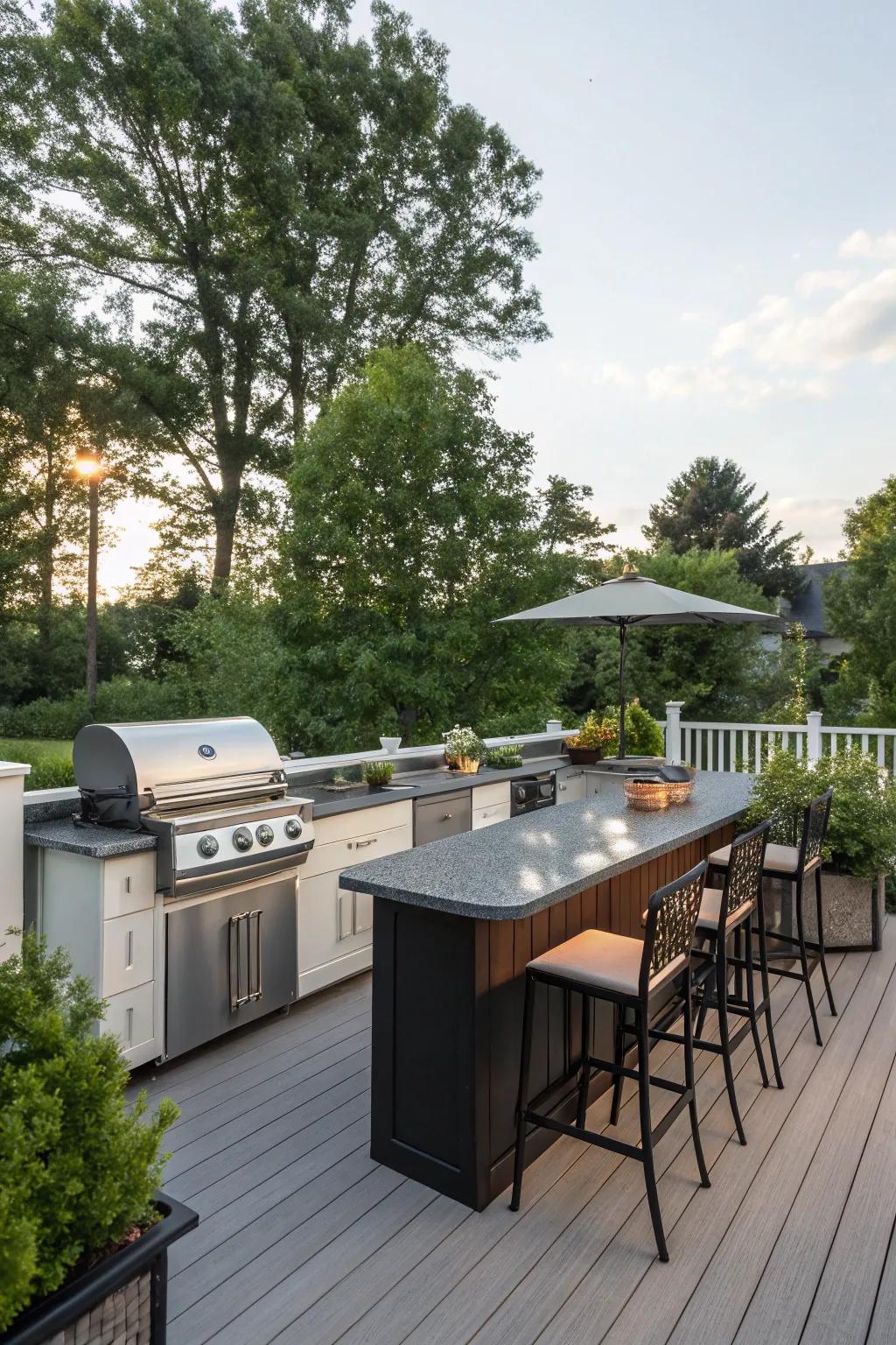 An outdoor kitchen transforms your deck into a culinary hotspot.