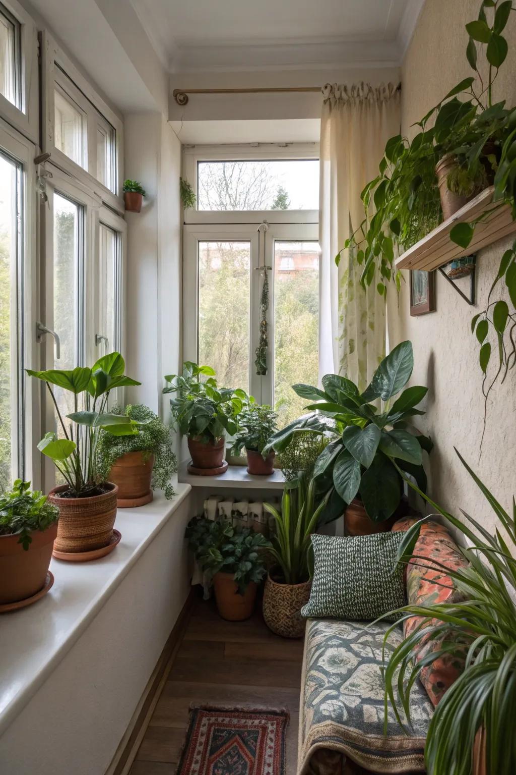 Greenery introduces vitality and freshness to compact spaces.