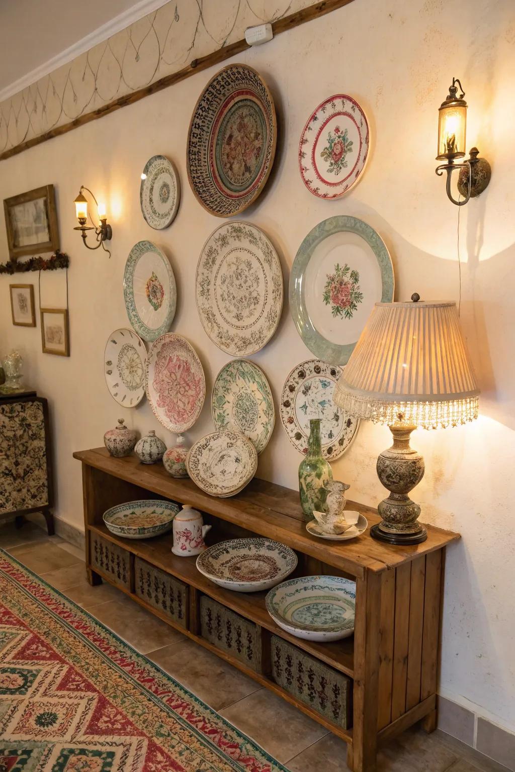 Time-honored plates lend a sentimental touch to the décor.