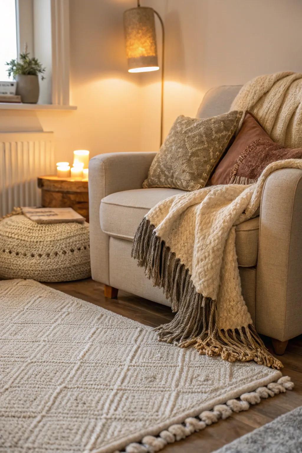 Fabrics infuse warmth and fashion into any spot.