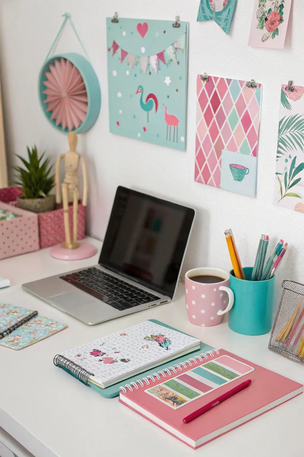 Personalize your workspace using themed decor.