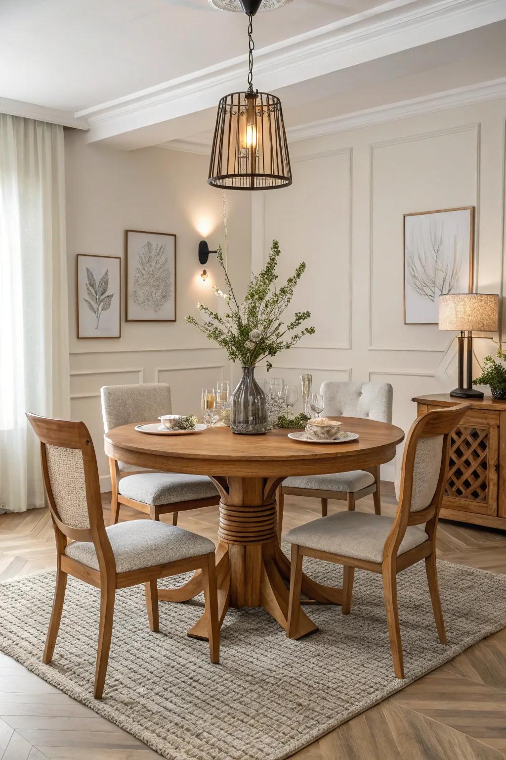 Natural oak finish exudes simple beauty.