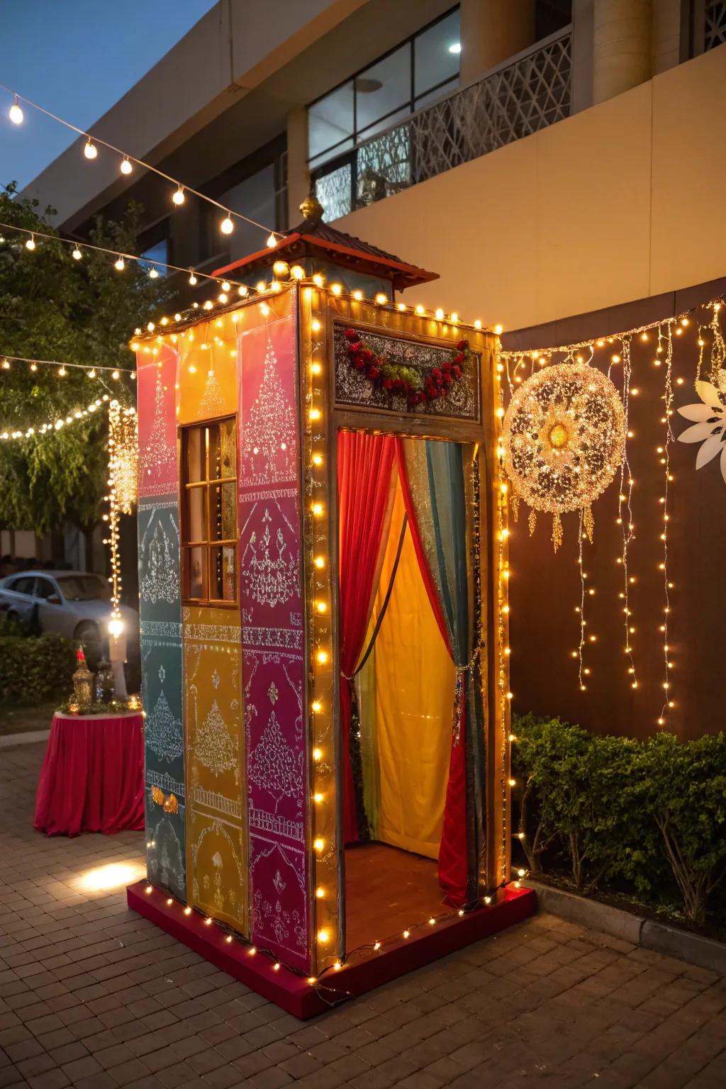 Twinkling fairy lights infusing enchantment into the Diwali snapshot station.