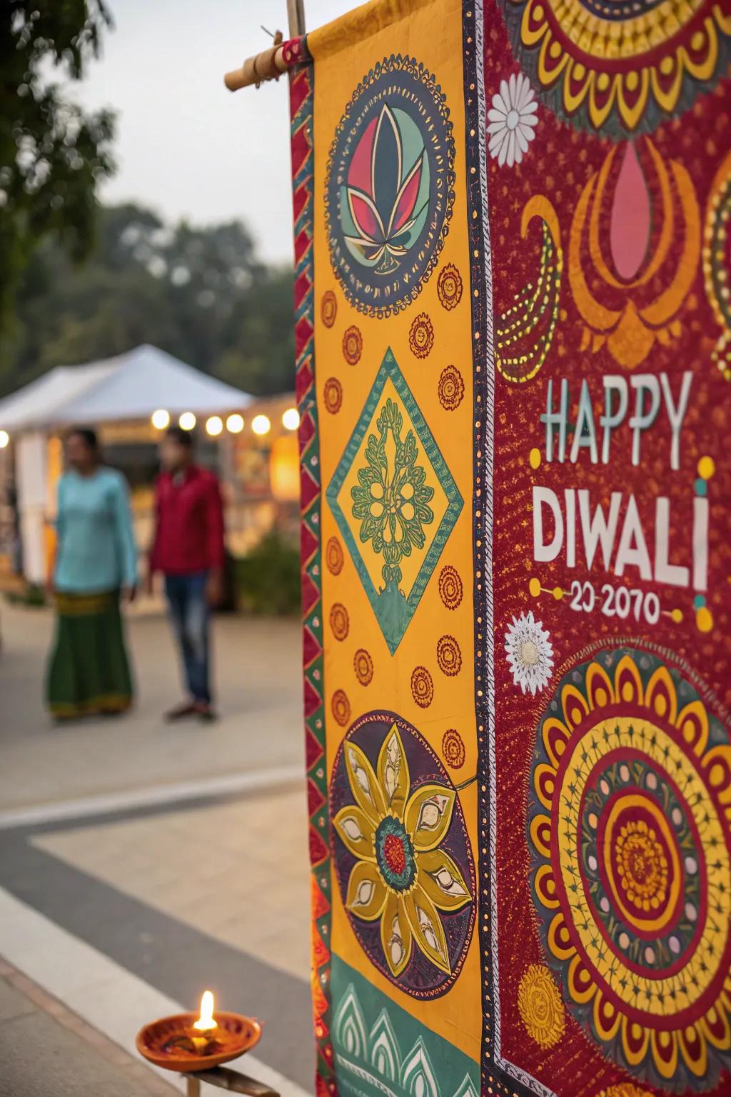 An attention-grabbing Diwali poster featuring surface impressions.