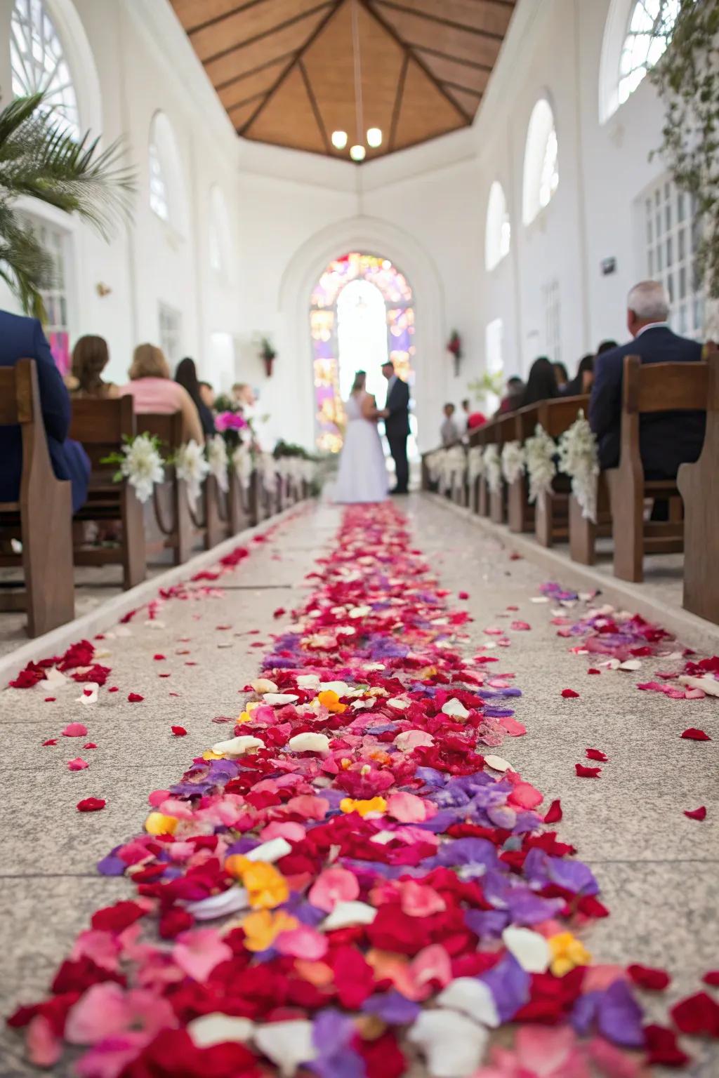 A petal-covered path contributes a dash of softness and color.