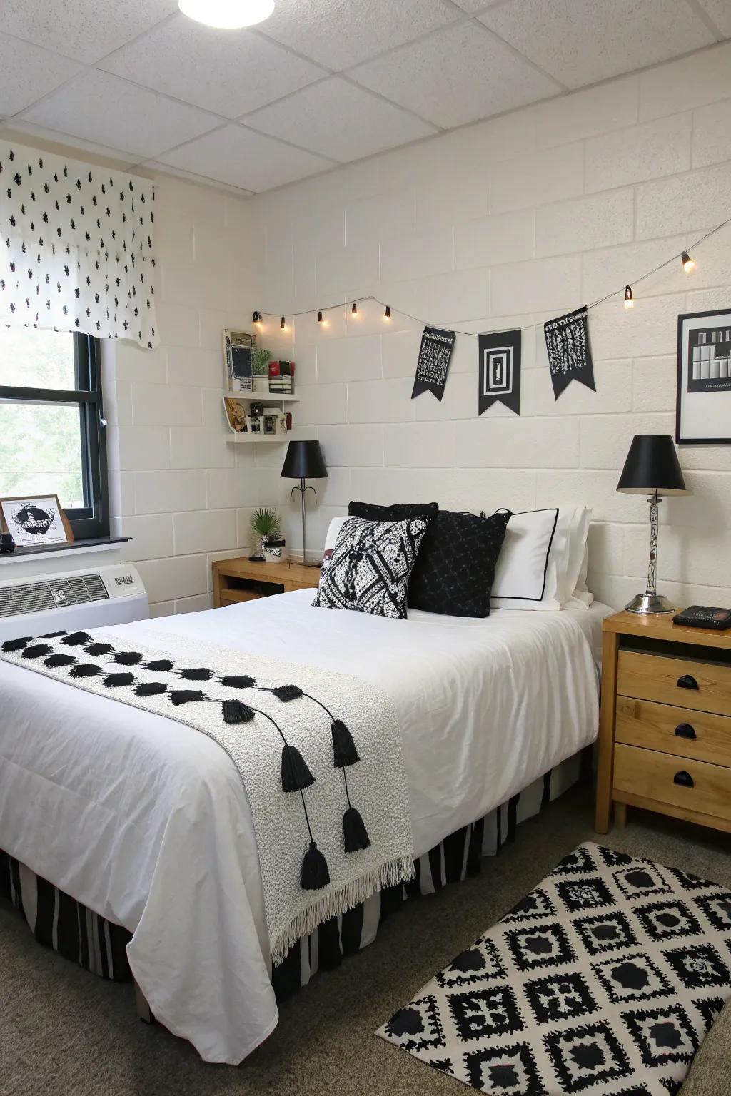 The black and white pairing offers a foundation of classic and sophisticated style.