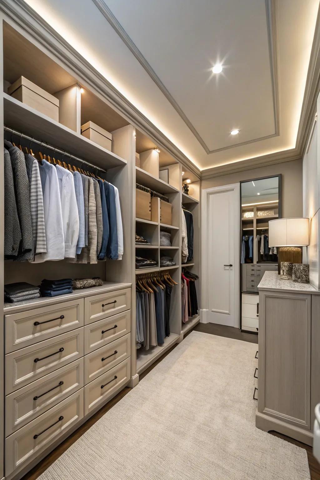 Walk-in closets provide the best possible storage experience.