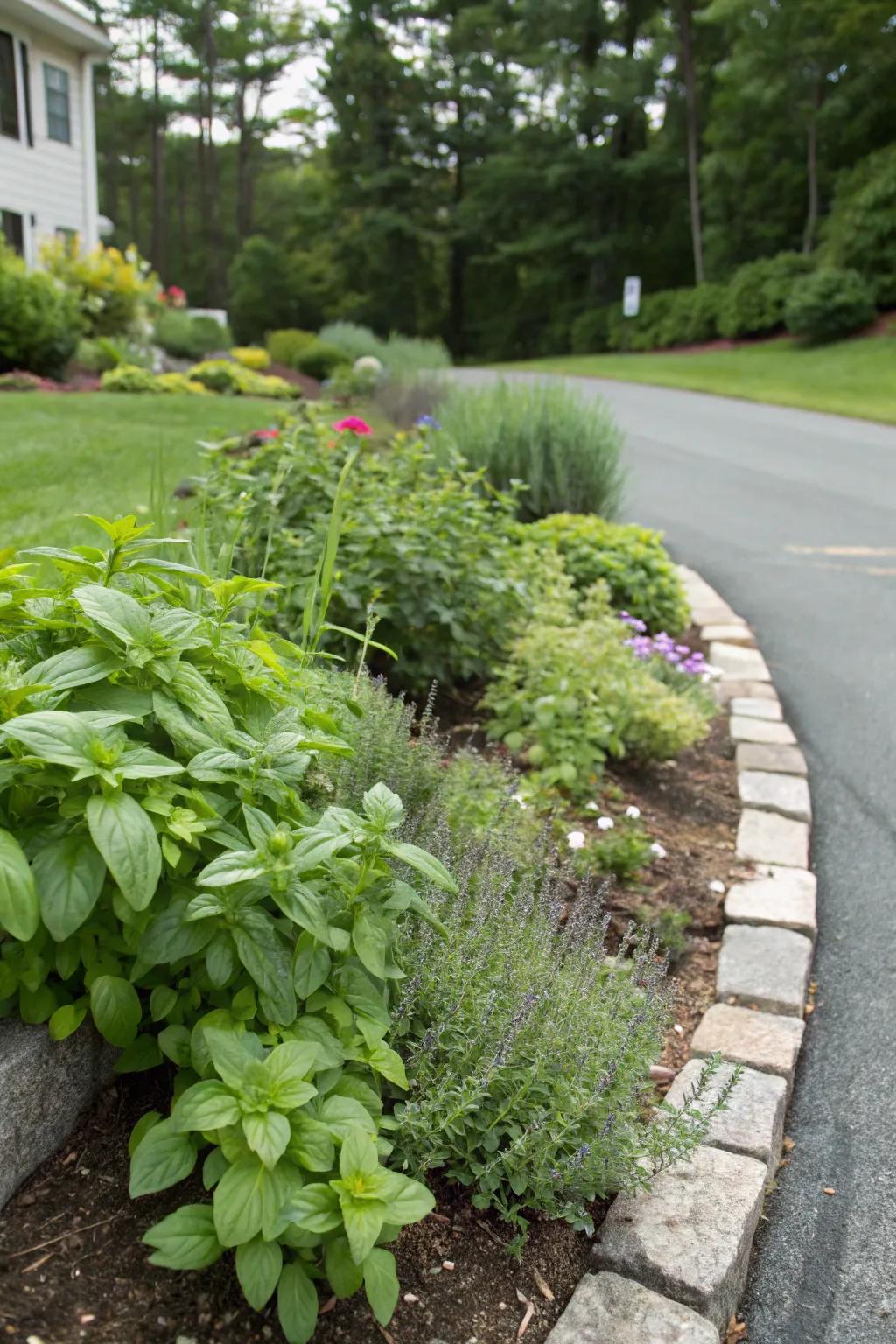 A fragrant herb bed melds charm and functionality.