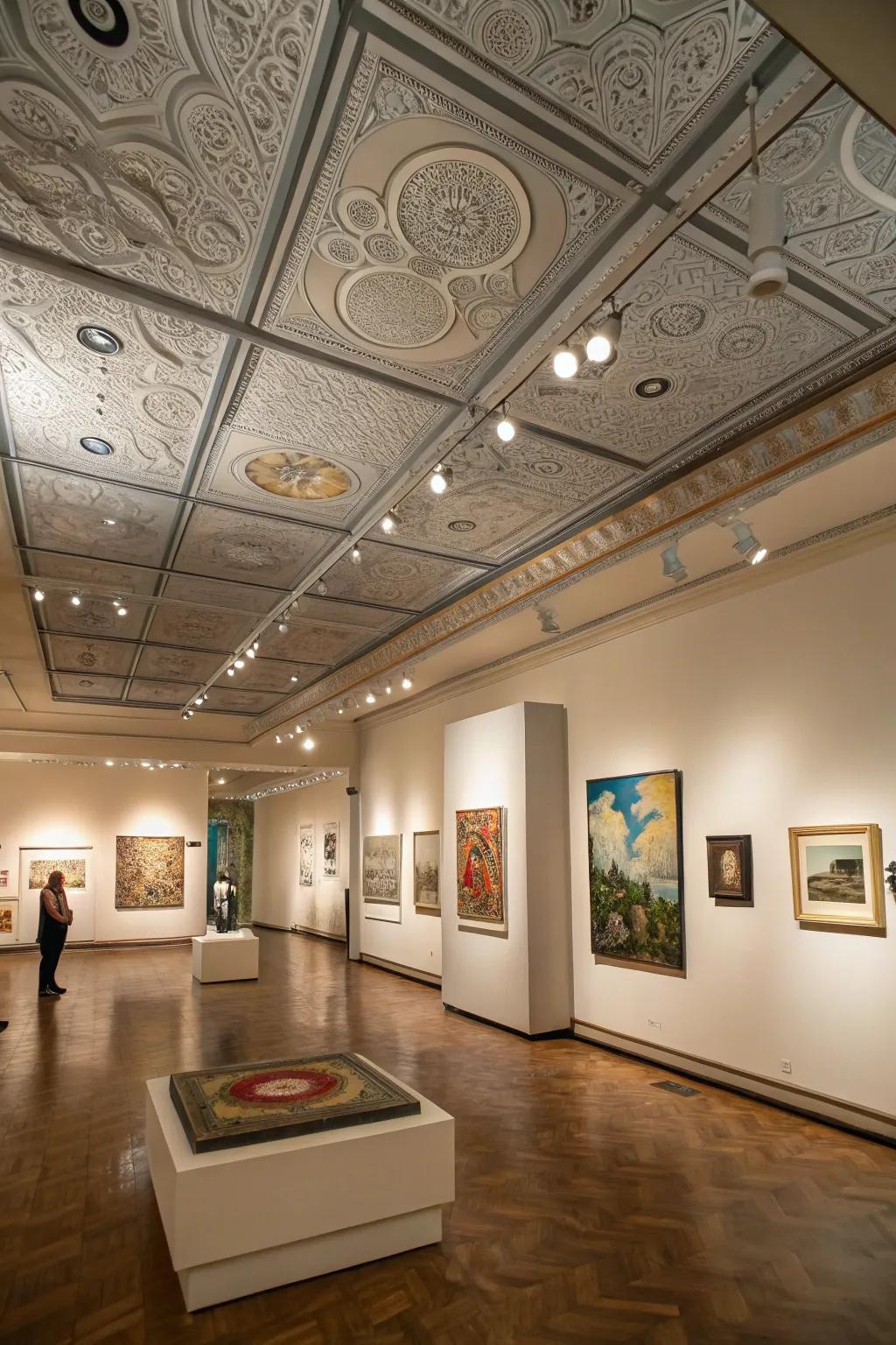 Unleash ingenuity through art-inspired ceiling squares.
