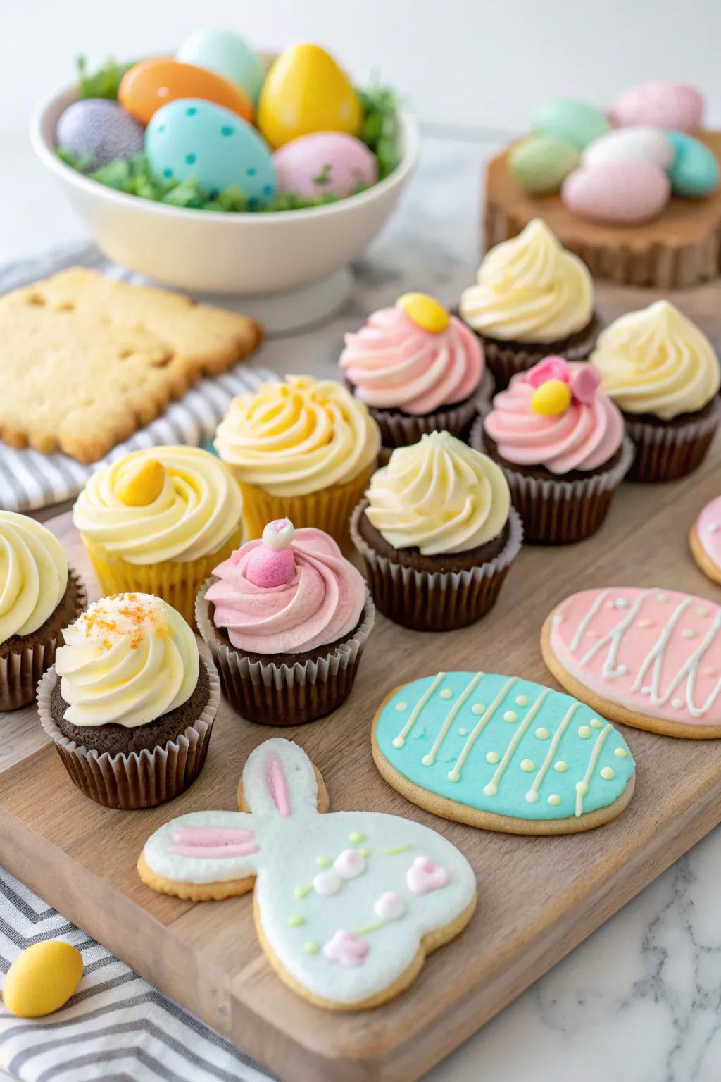 A delightful Easter dessert board to satisfy any sweet tooth.
