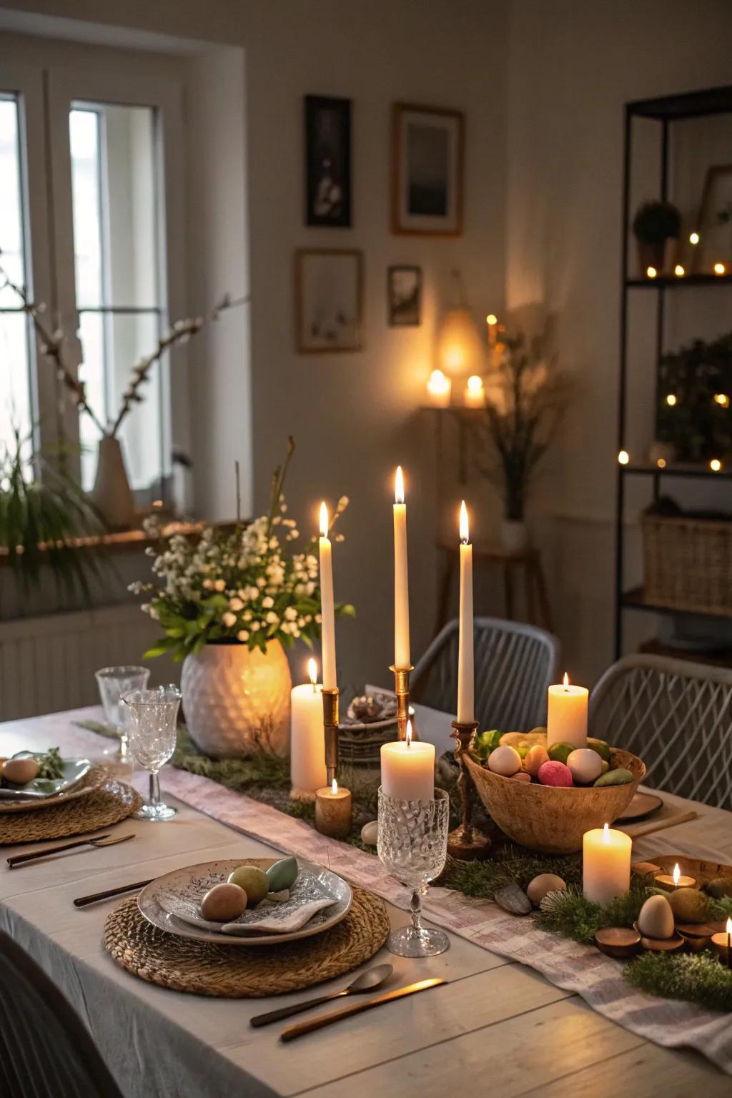 Candles create a cozy and intimate atmosphere.