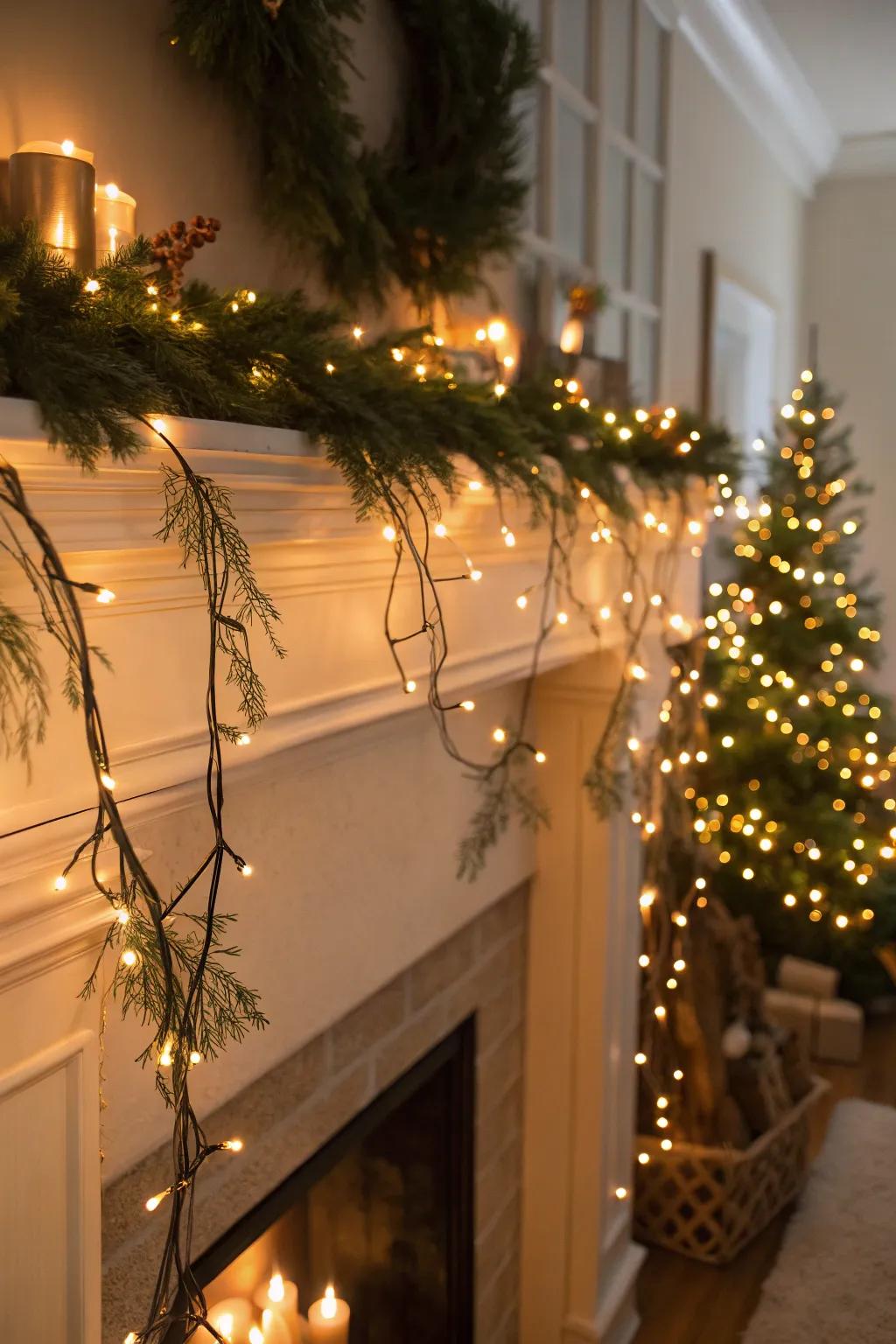 String lights add festive sparkle and warmth.