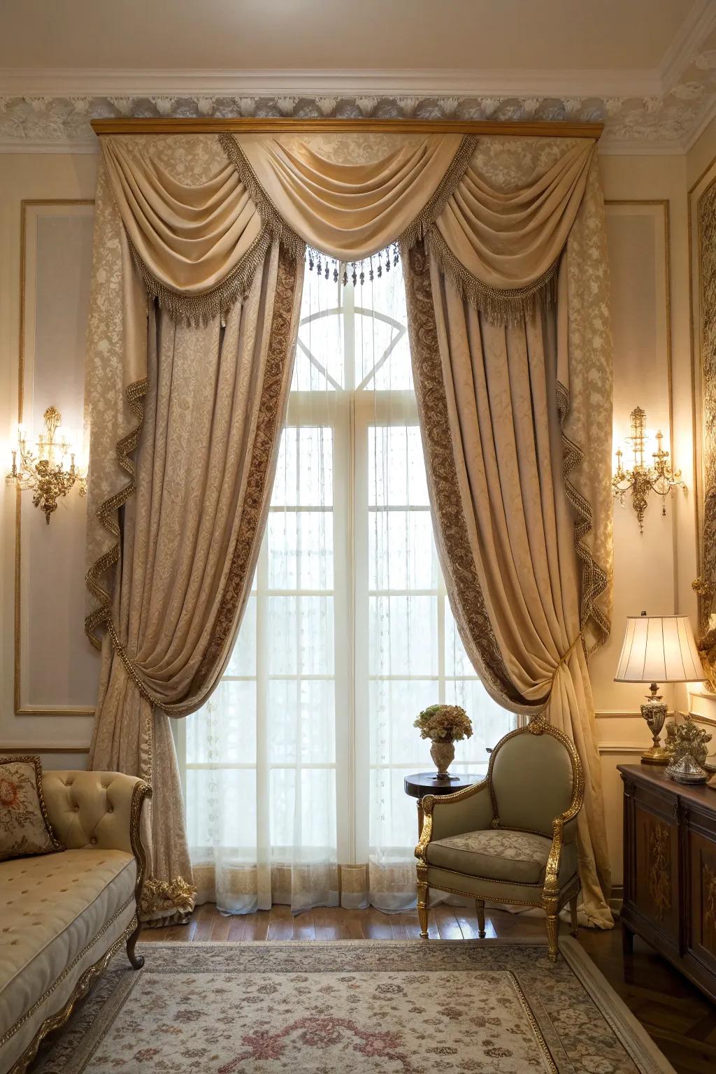 Cornices ensure a refined facade for sophisticated curtains.