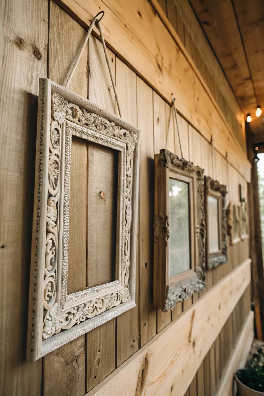 Frames complementing the style within the room.