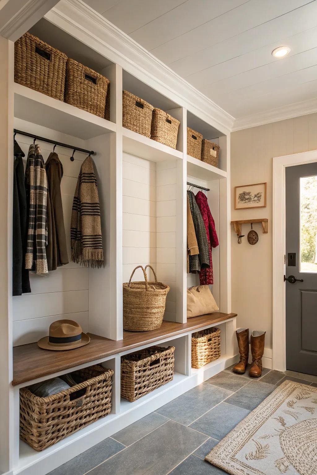 Storage options help keep your entryway stylish and organized.