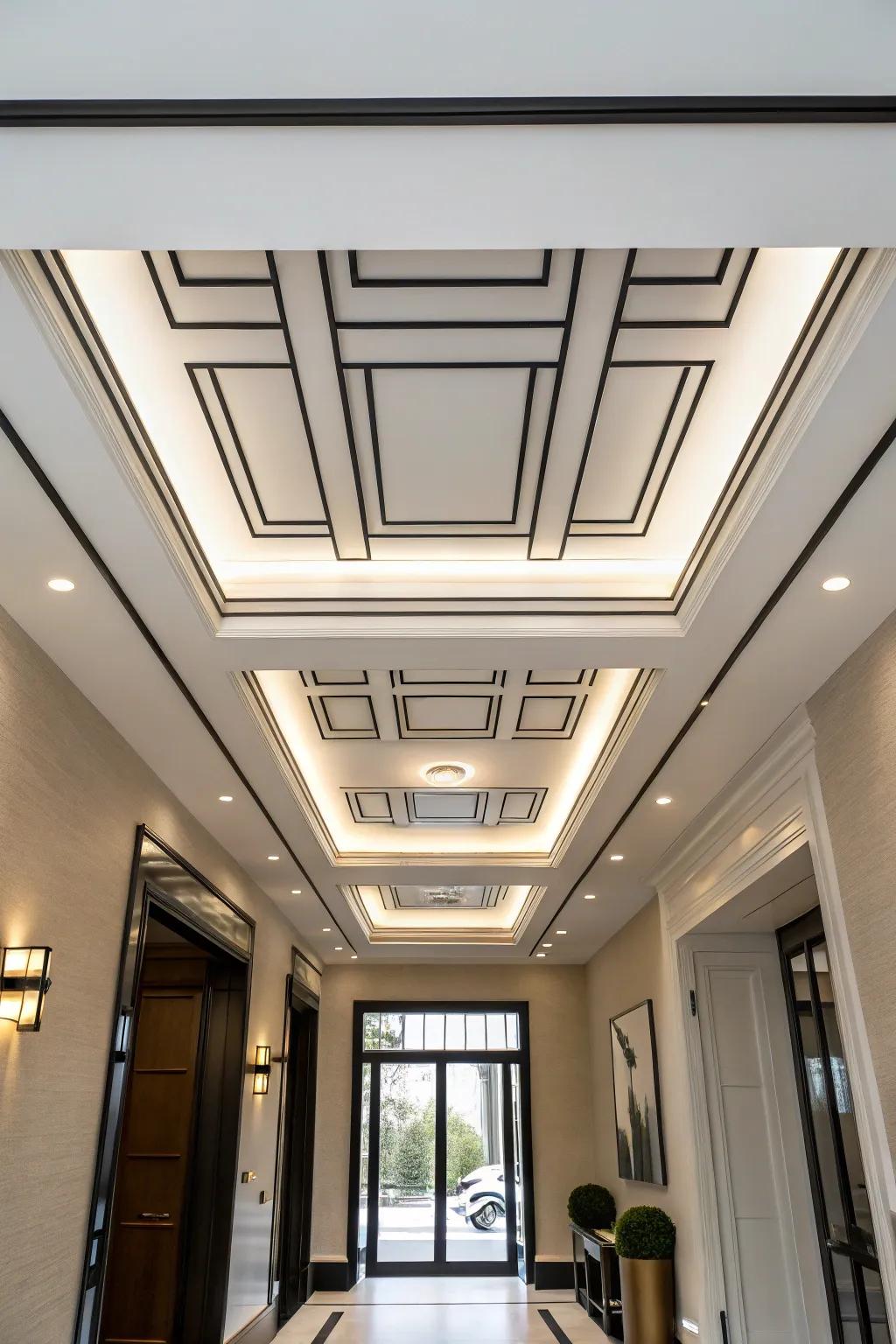 Minimalist aesthetics present a pristine and contemporary entryway top.