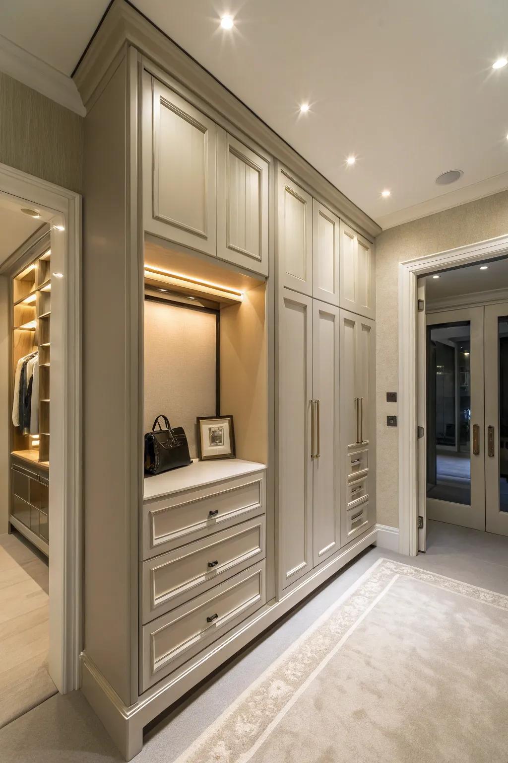 Bespoke cabinetry offers a smooth and elegant finish.