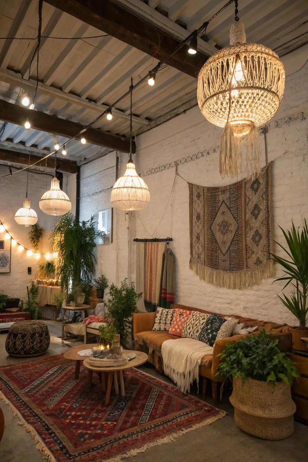 Bohemian textures for a playful and charming atmosphere.
