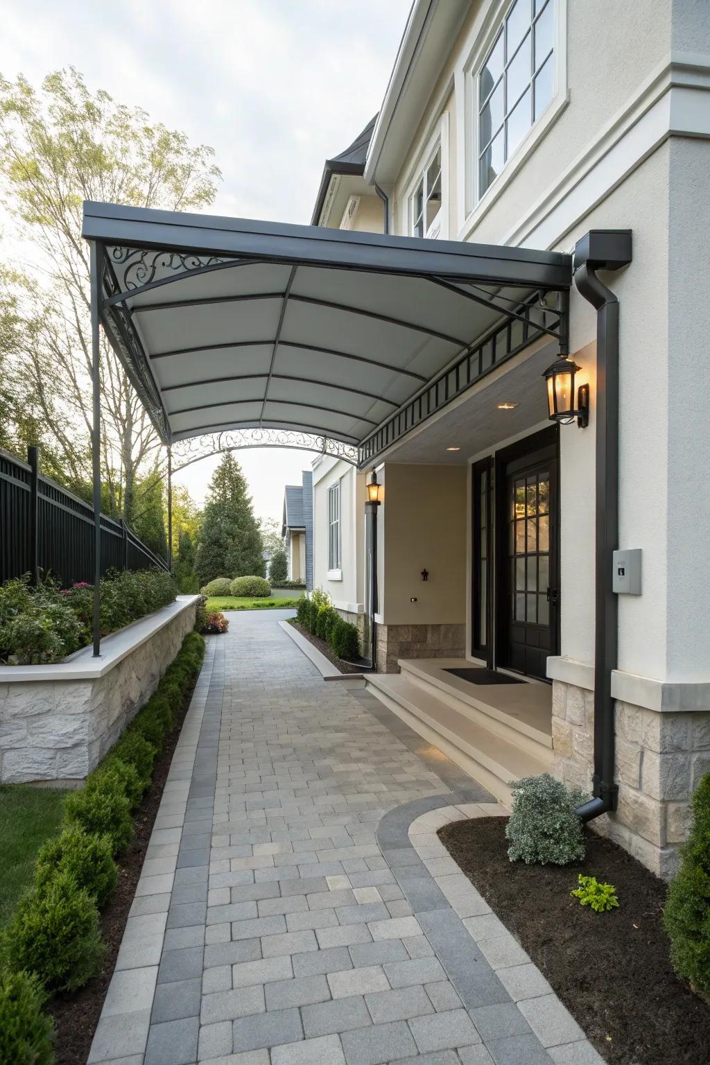 A sheltered entryway provides defense and style.