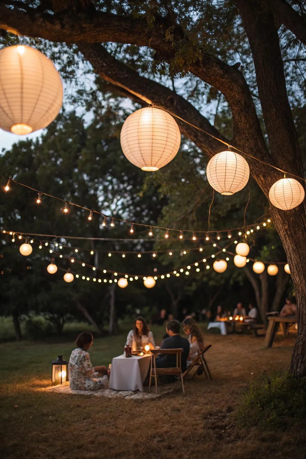 Whimsical illumination delivers a magical glow to the celebration.