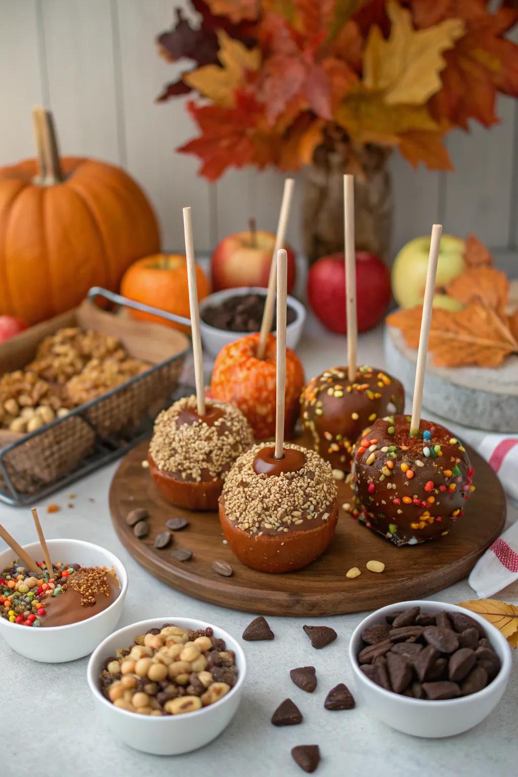 Invite your cherished guests to mold their personalized toffee-covered fruit masterpieces at your birthday spectacle.