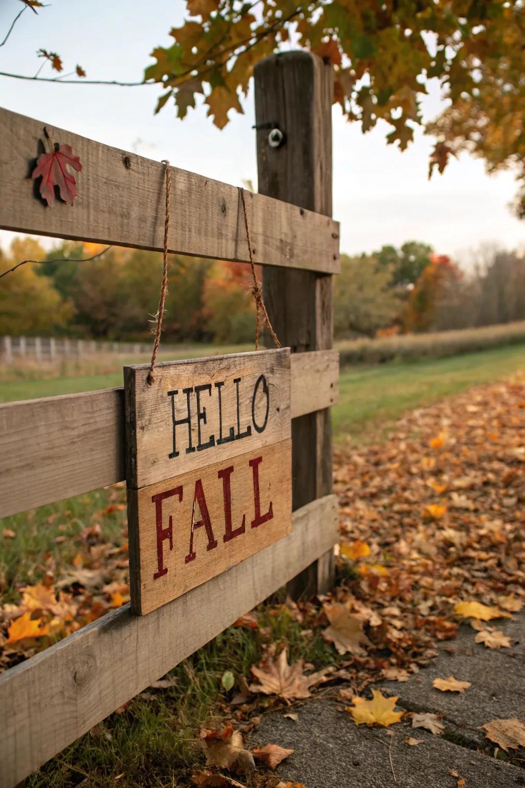 A timber marker bearing a cordial seasonal inscription bestows charm upon the fence.