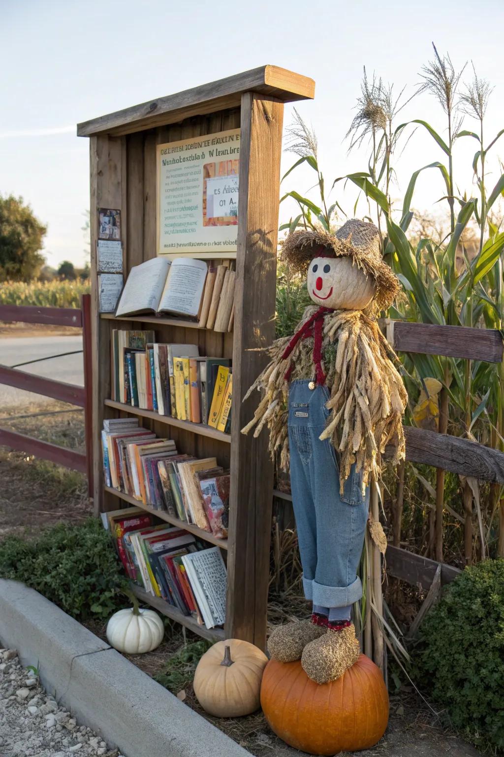A hay figure-themed bulletin board excellent for autumnal celebrations.