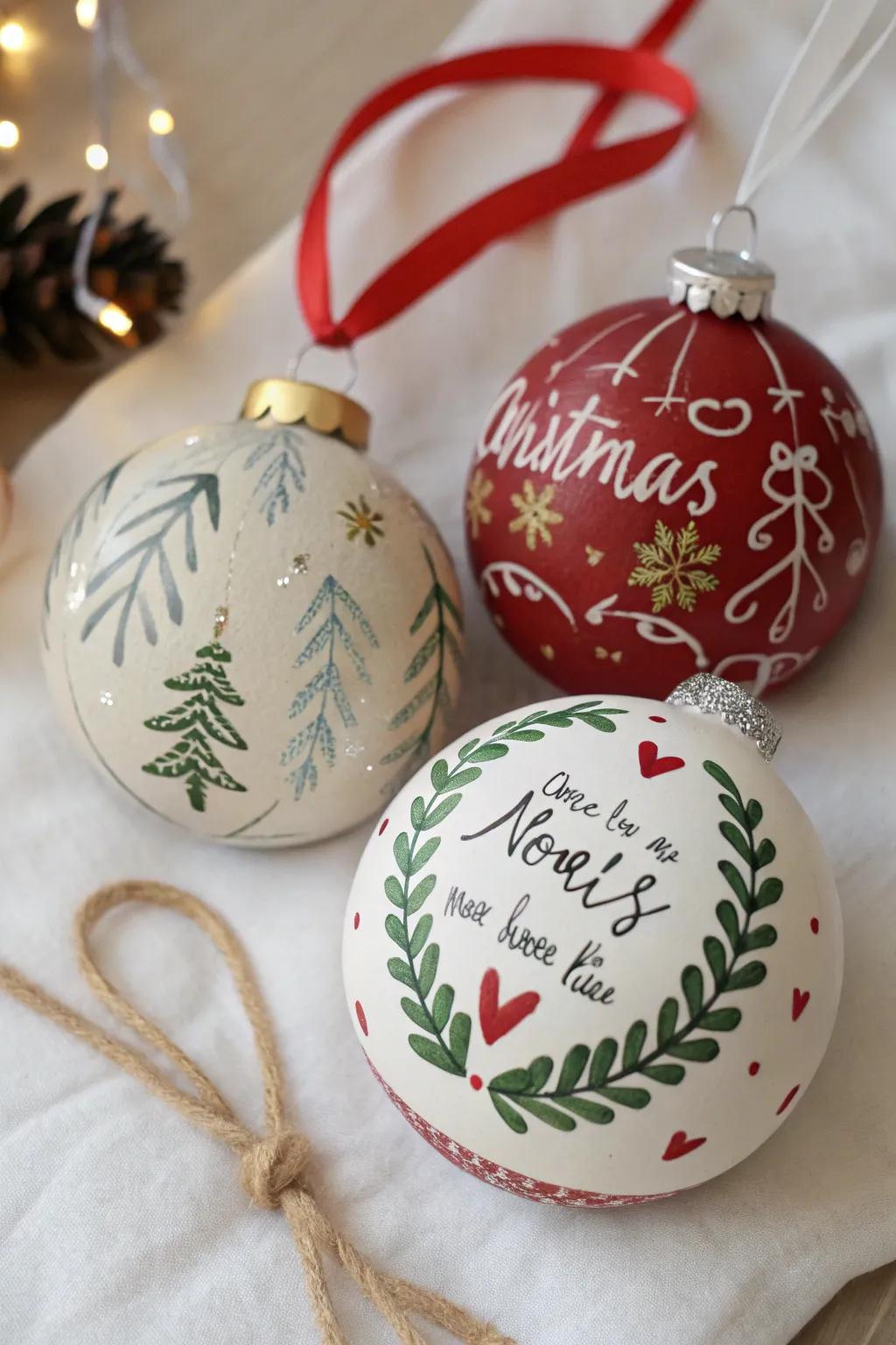 Incorporate a personal accent to your evergreen with handmade baubles.