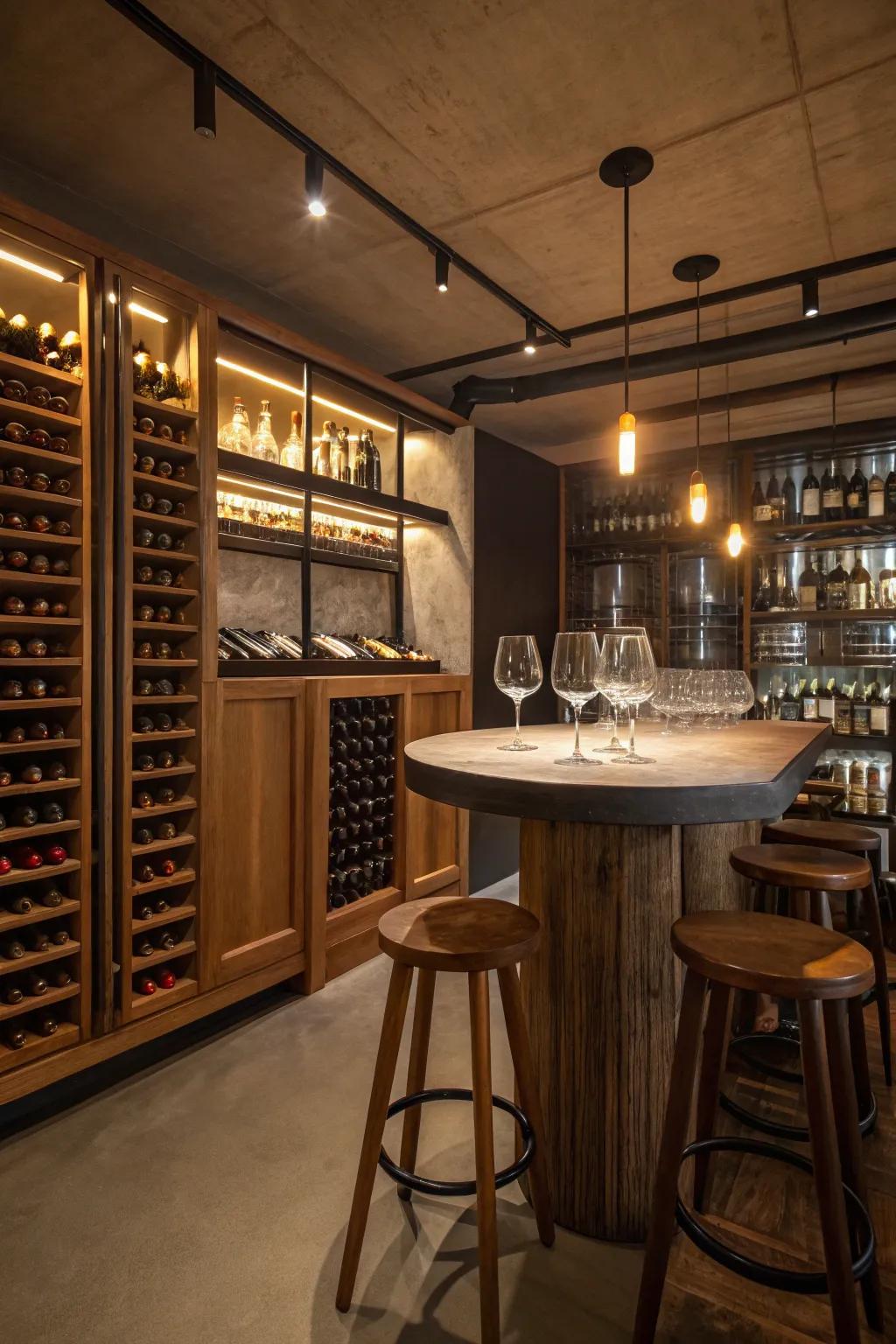 Treat yourself to a superb wine bar directly in your basement.