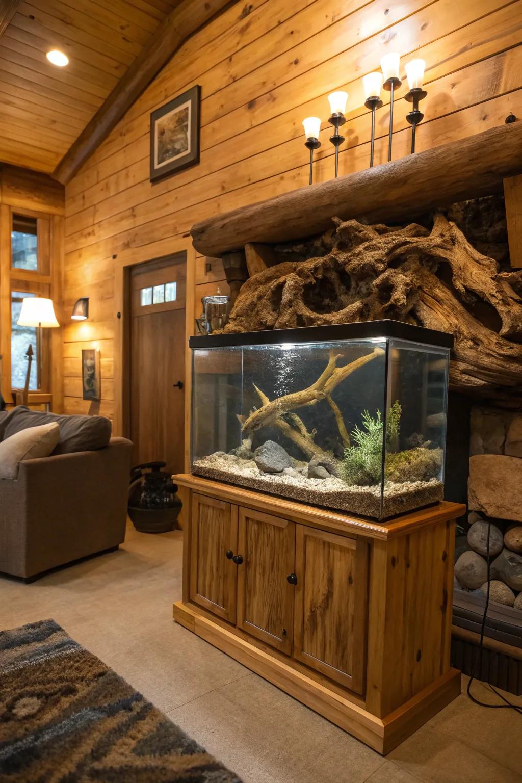 Bring rustic charm with a driftwood display.