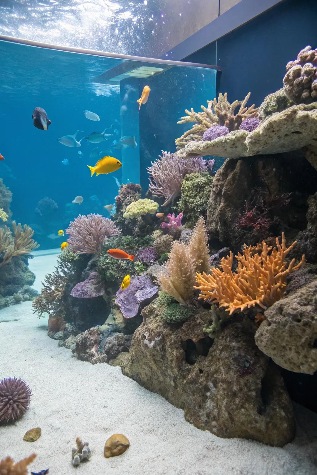 A marine-inspired aquarium filled with radiant corals