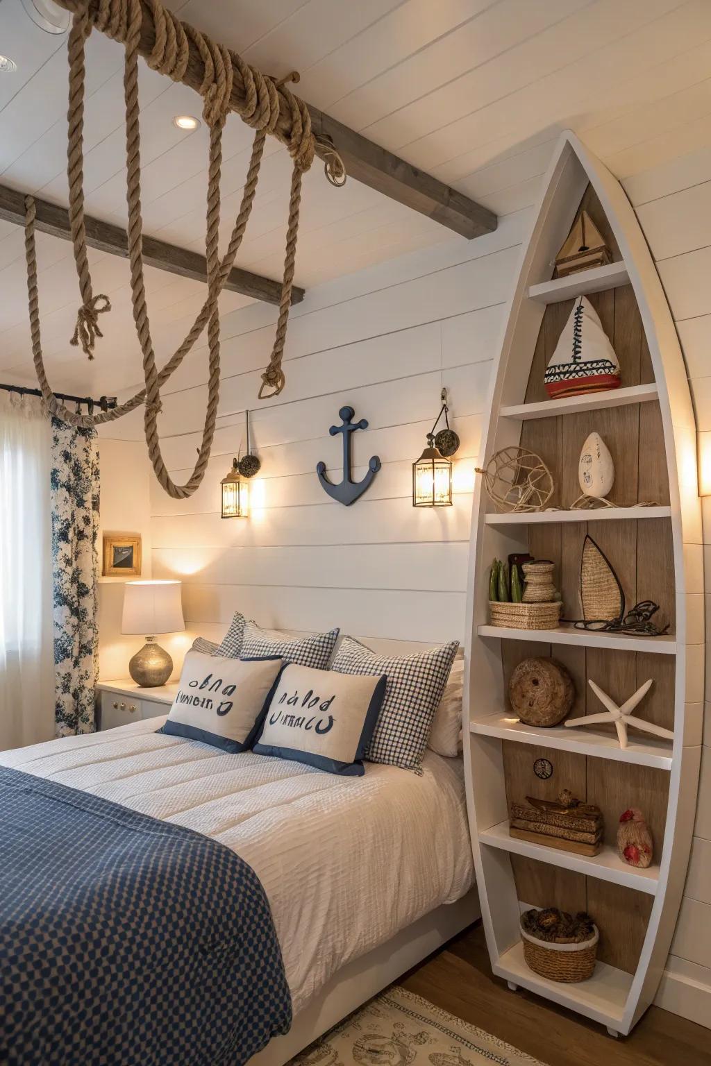 Boat-shaped furniture introduces a playful nautical touch.