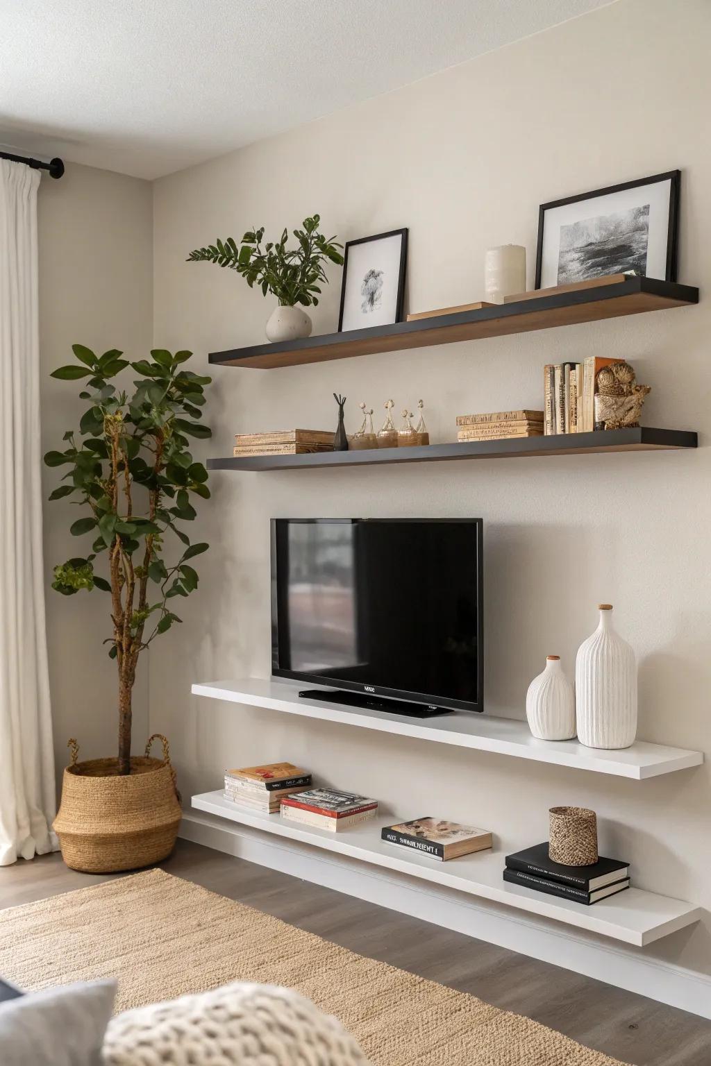 Keep it sleek with a minimalist shelf design.