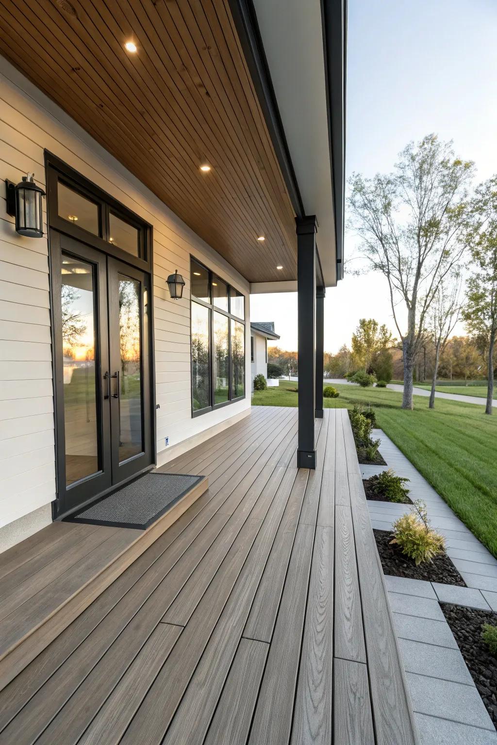 Integrated decking provides the timber aesthetic with low maintenance needs.