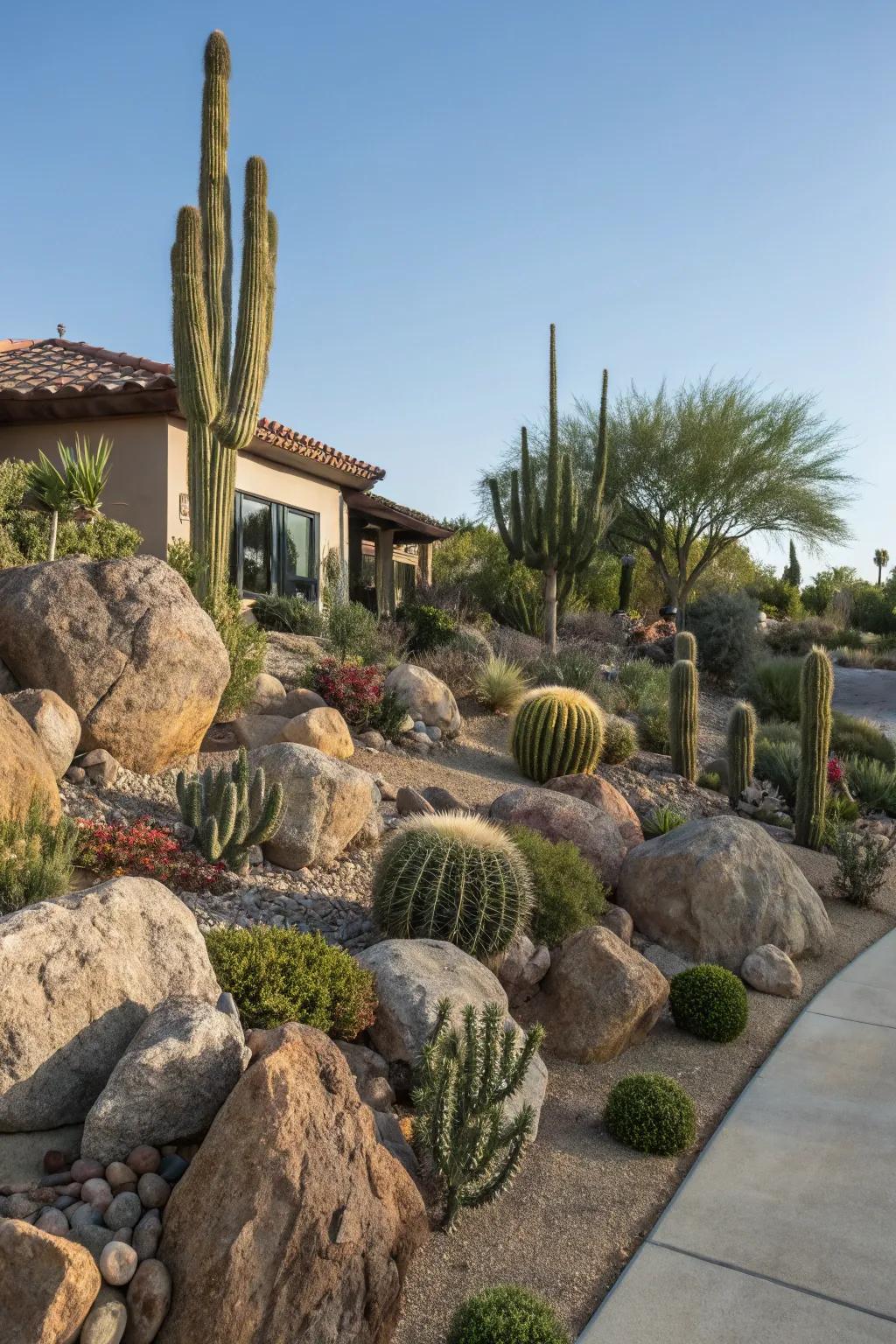 Scenic boulders serving as focal points.