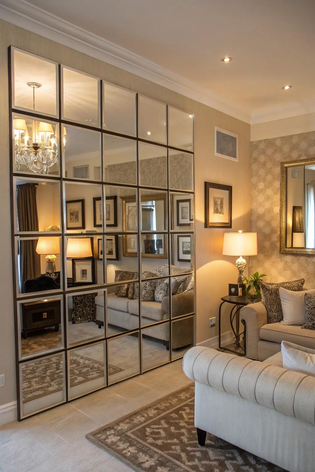Use multiple mirror panels for added texture and depth.