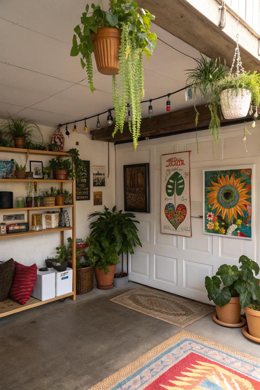 Plants and art pieces inject warmth and individuality.