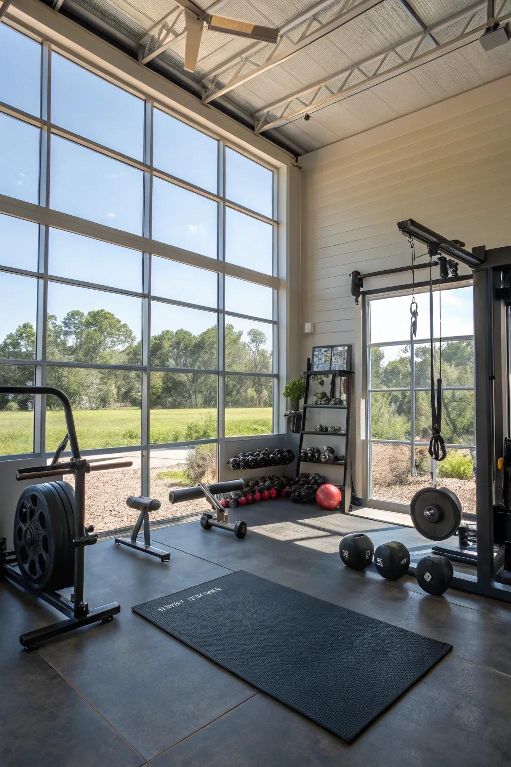 Natural light creates an energizing and welcoming workout environment.