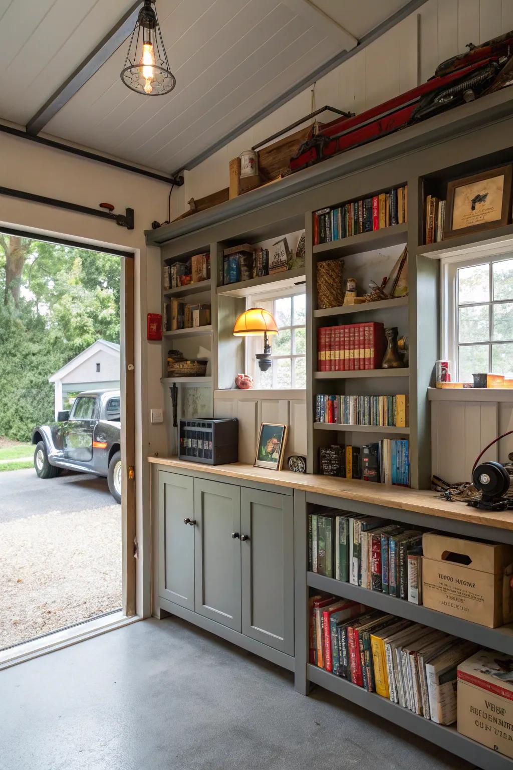 Maintain a tidy and stylish area with open shelving.