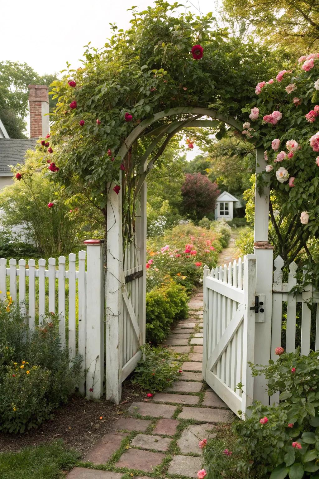 Classic pure palisade gate evokes a nostalgic sense in your garden.