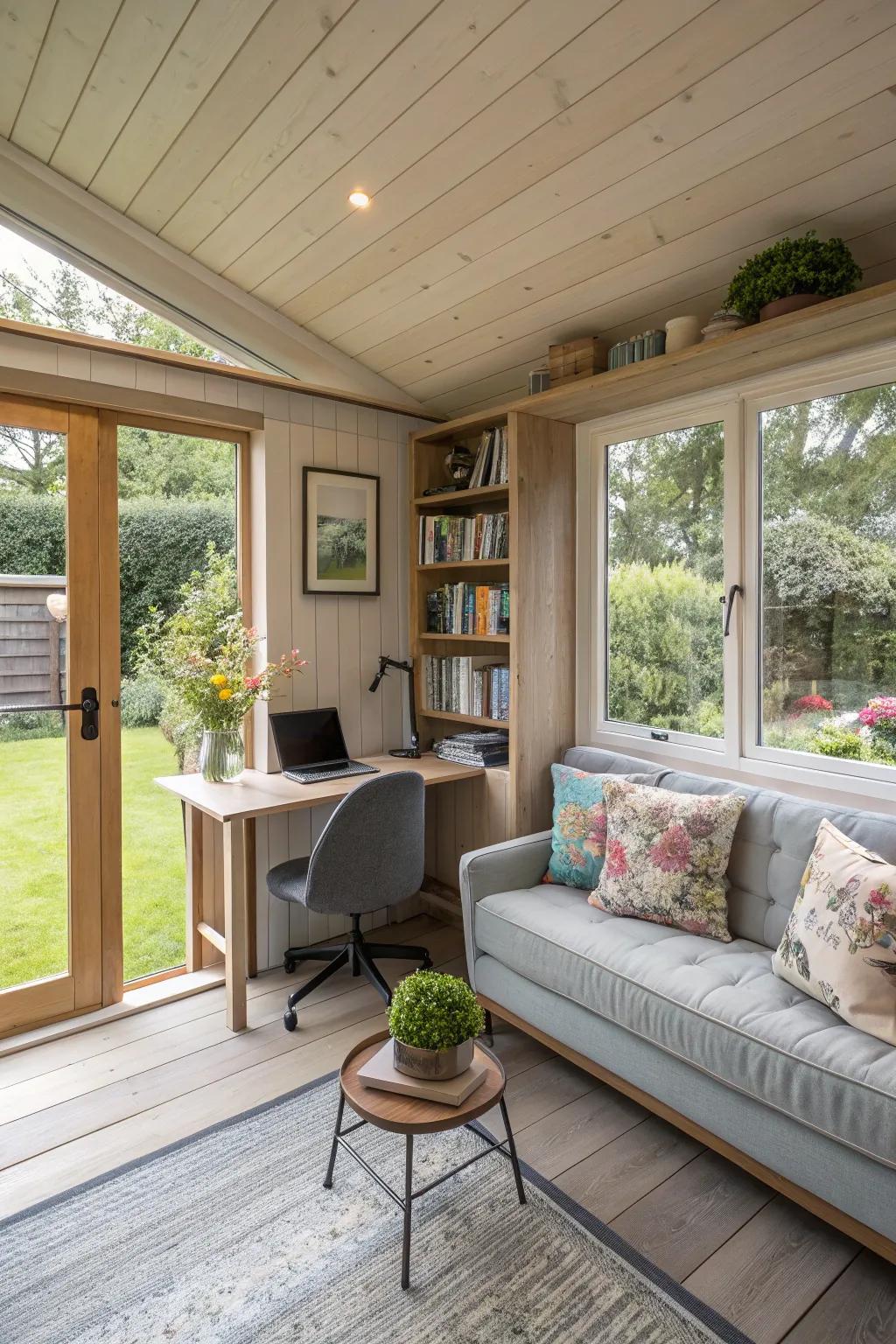 A versatile garden office that effortlessly adapts to various purposes.