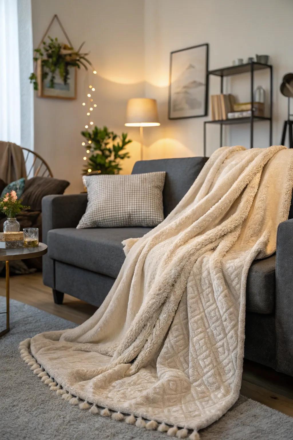 A stylish throw blanket that complements any home decor.