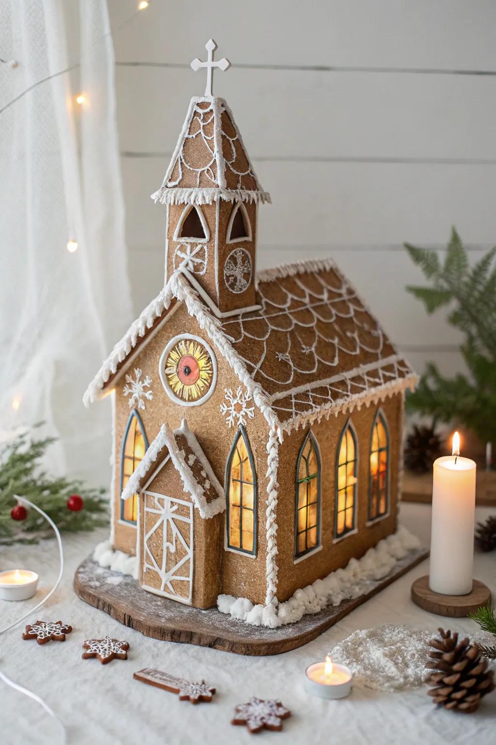 Appreciate the skill of simplicity with a gingerbread sanctuary that gleams with inherent splendor.