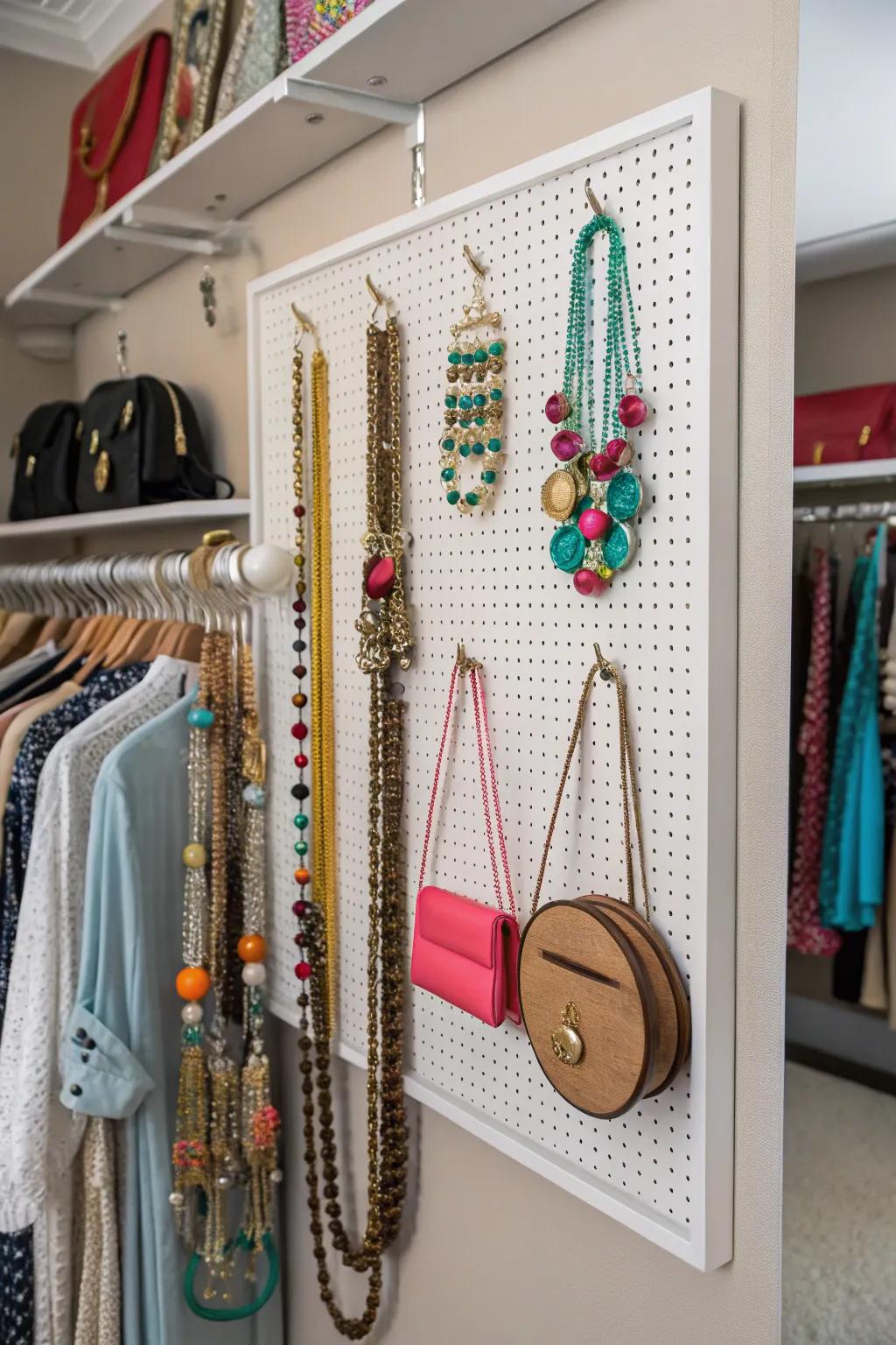 Perforated boards offer a chic way to display your accessories.