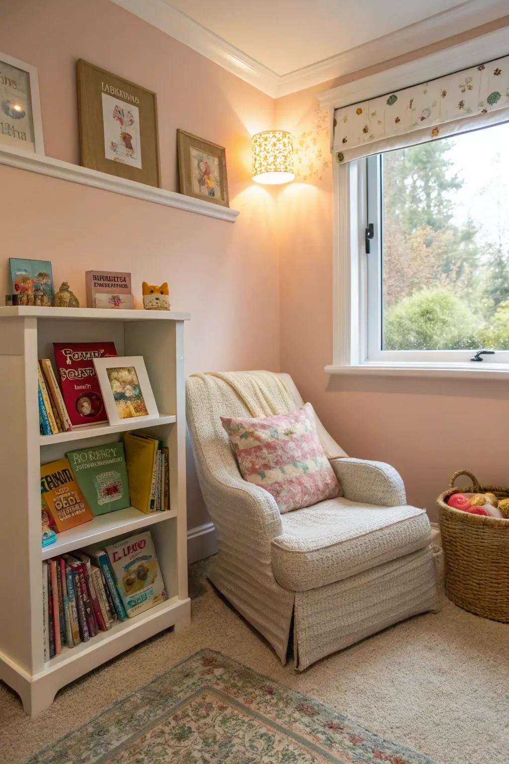 A reading corner idyllic for bedtime stories.