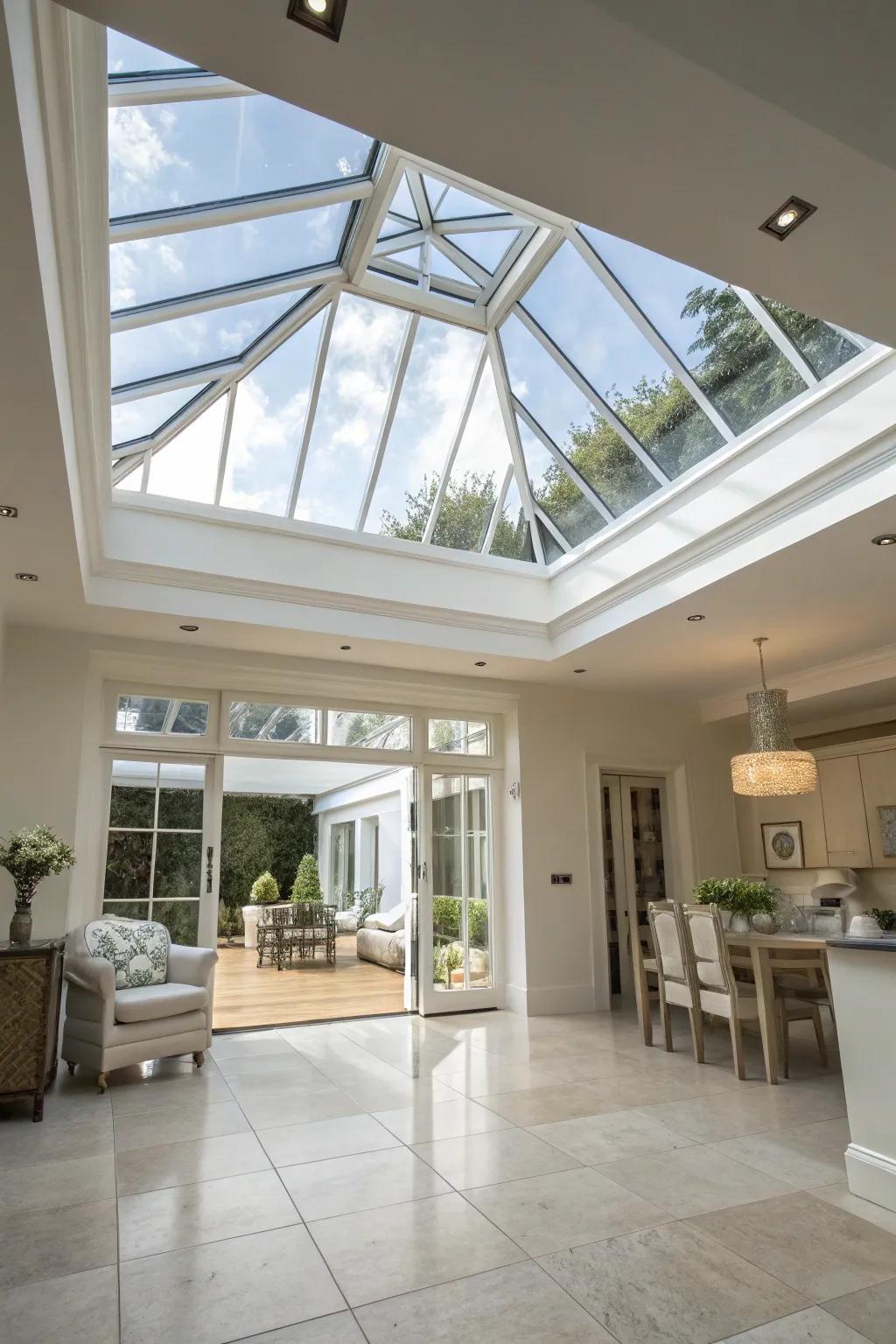 An elegant glass roof lantern that maximizes natural illumination.