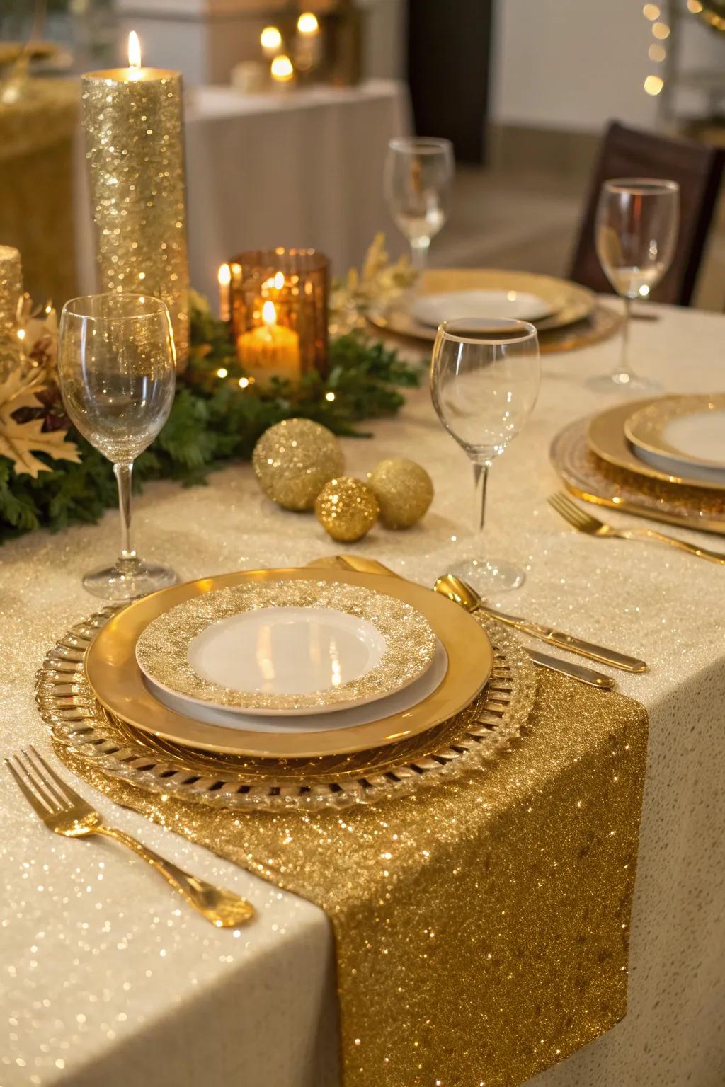 Gleaming dust adds a hint of sparkle and festivity to any setting.