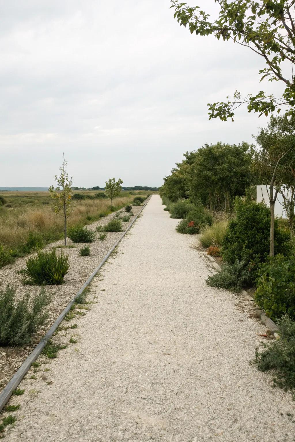 A minimalist stone chip trail delivers simplicity and elegance.