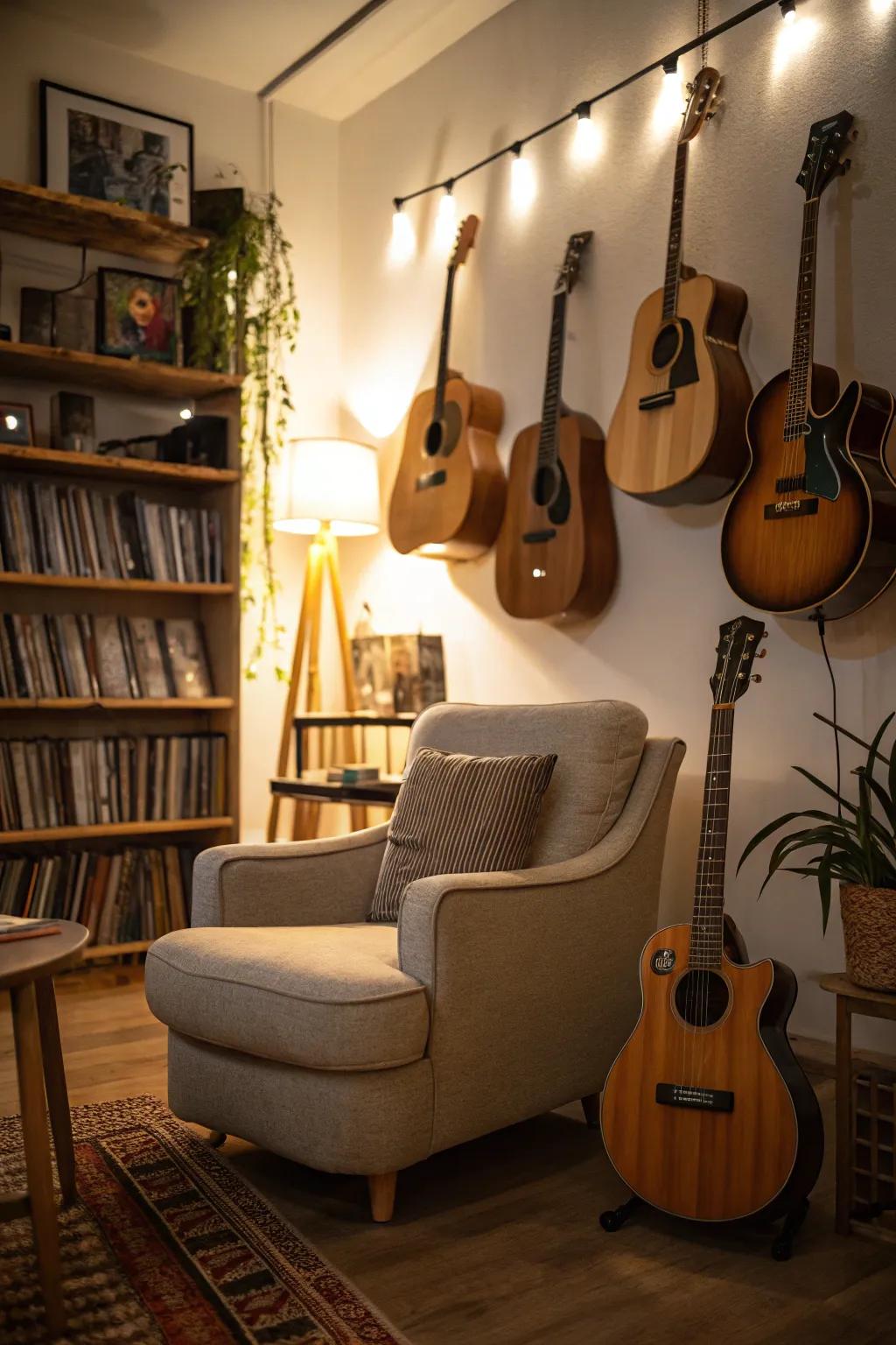 Atmospheric lighting that enhances the room’s mood.