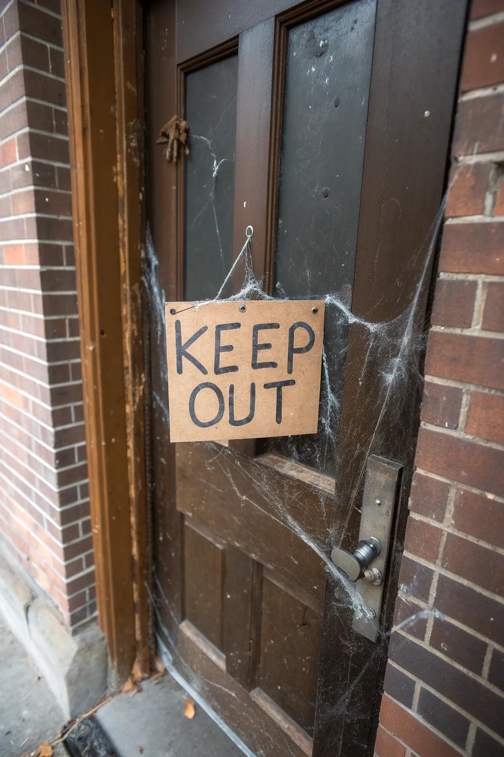 A playful warning provides a touch of humor to your decoration.